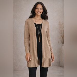 NWT Chico’s Size 3 XL Metallic Thread Open Cardigan Boho Lagenlook